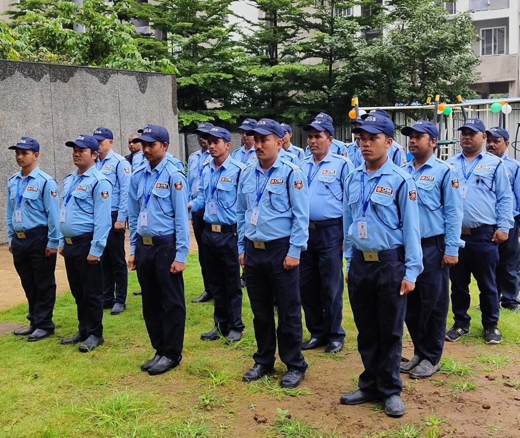 Security Guard doing parade in bavdhan pune. Here Om Security Services a security guard agency in pune providing training to their security guards